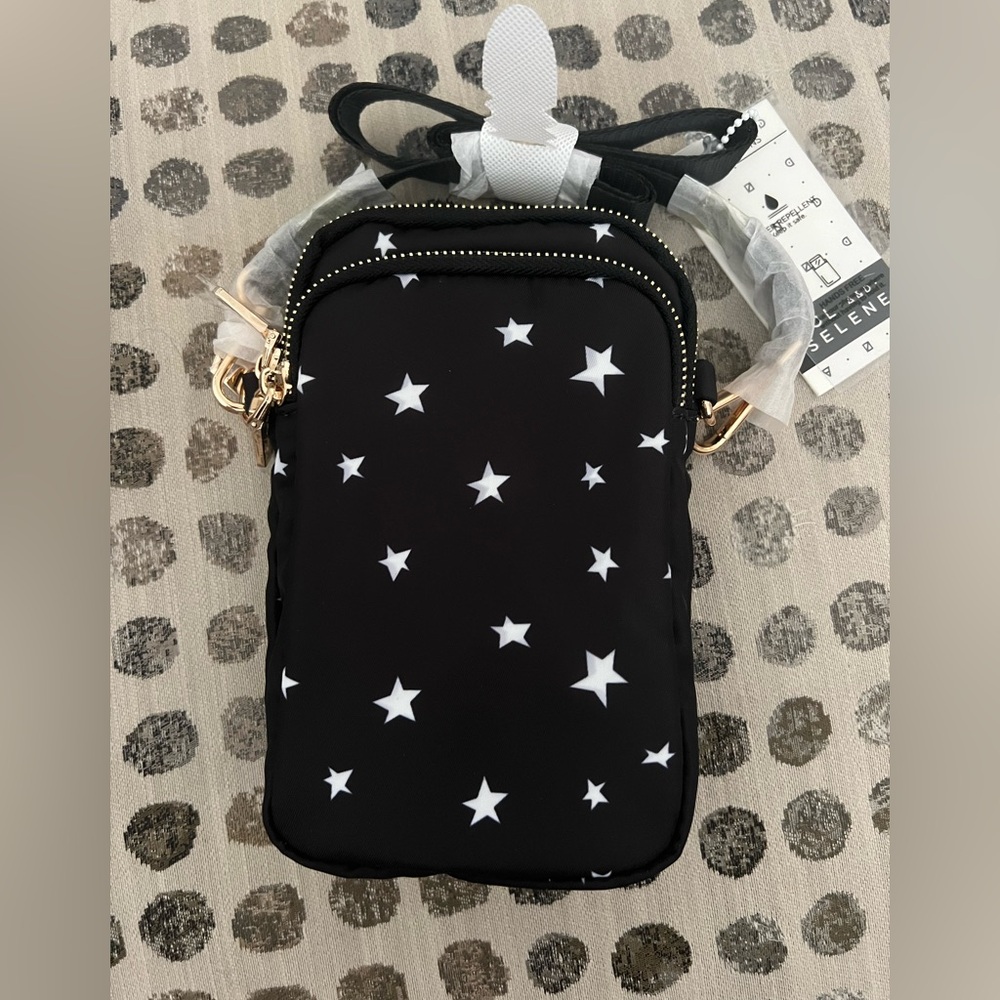 Black Star Print Crossbody Phone Bag - Unbranded